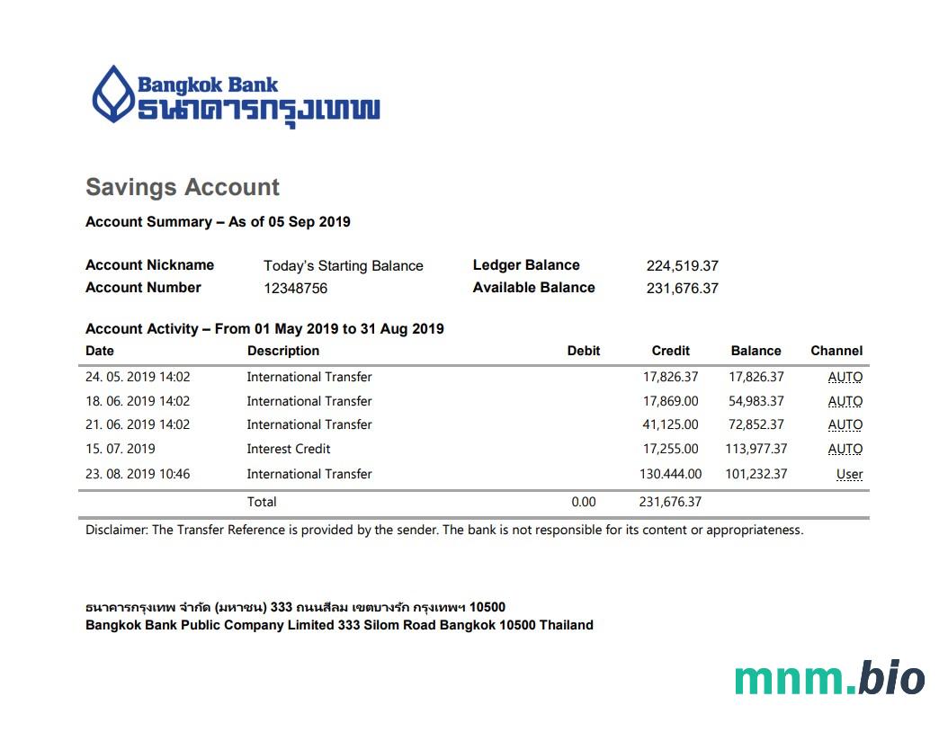 Tanzania NMB rachunek bankowy Wyciąg słowo i PDF szablon